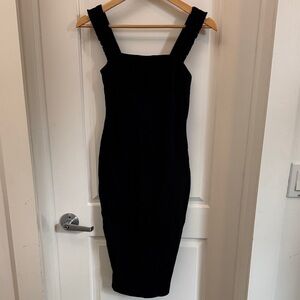 Lulu's Elegant Black Midi Dress